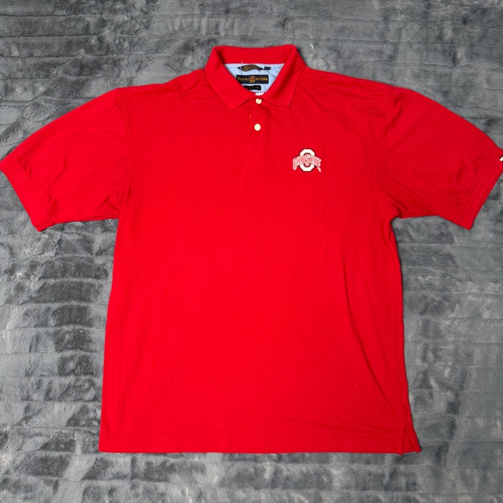 Tommy Hilfiger Golf Ohio State Buckeyes Polo Shirt Mens Large Red Comfort Dry